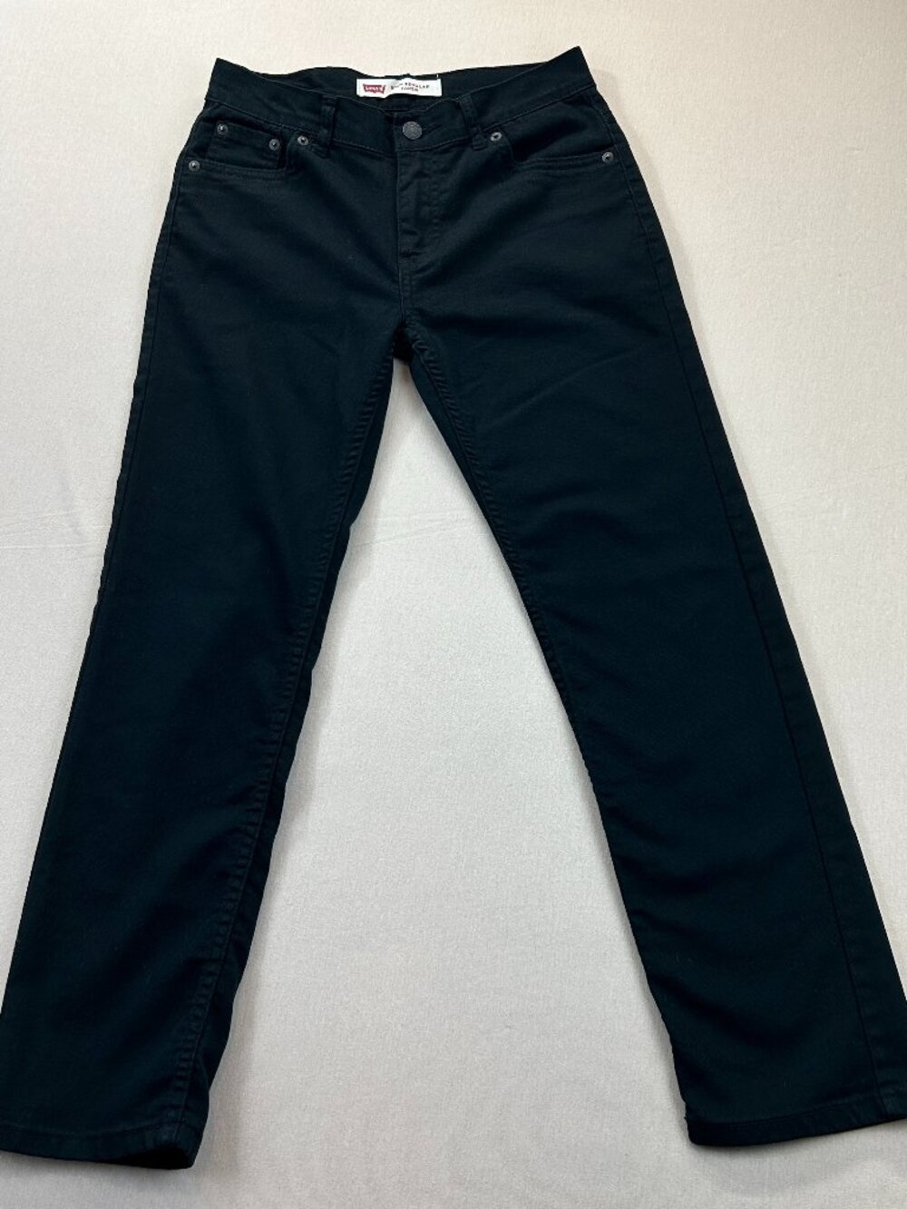 Levis 502 Jeans Boys Size 14 Reg 27x27 Black Denim Regular Taper Fit Stretch